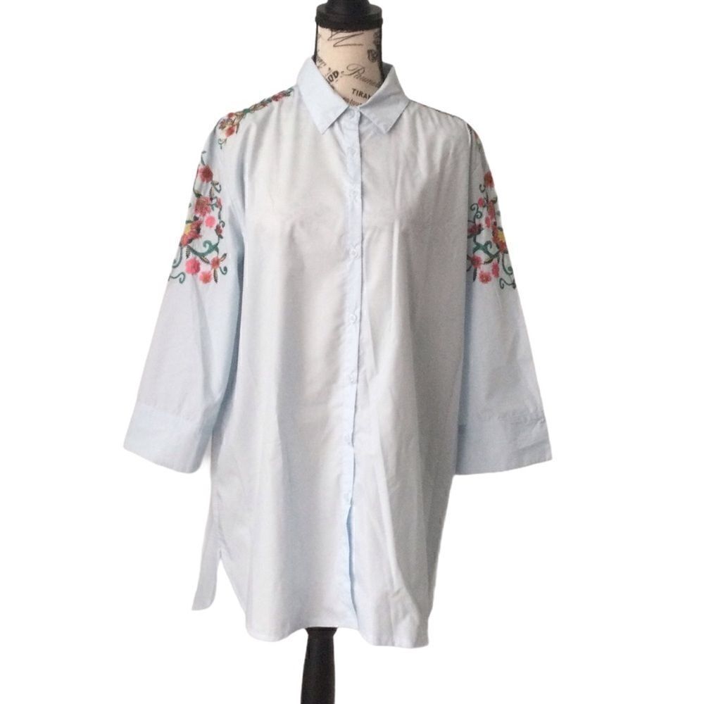 NWT Maxsport Aqua Blue Embroidered Tunic Dress M